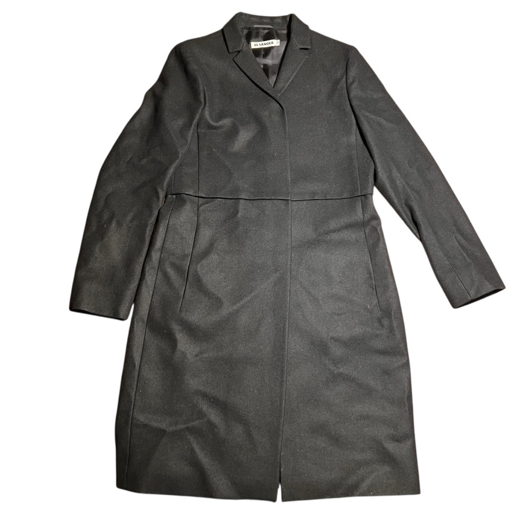 Jil Sander Coat Women Size 40 US 8 Wool Angora Black Long Button